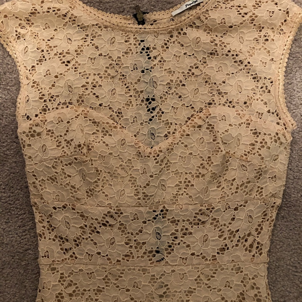 Papaya Cream Lace Cocktail Dress - Picture 3 of 4